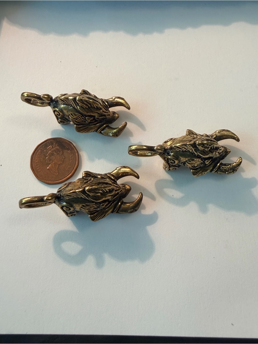Antique Brass Ram Skull Charms - Set of 3